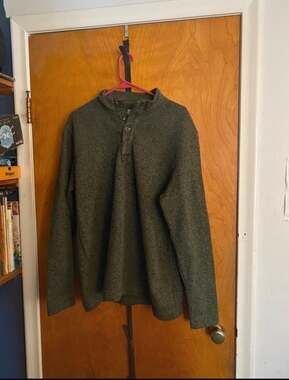 Telluride Clothing Co Olive Marled Henley Sweater Men’s XL Mock Neck Knit